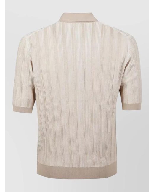 Ballantyne Natural Polo Shirt Vertical Pattern Chest Pocket for men