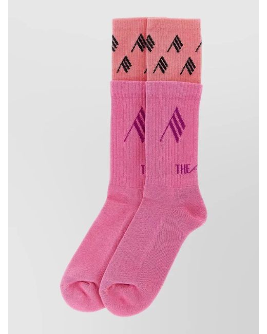 The Attico Pink Logo Socks Double Layer Contrast Cuff