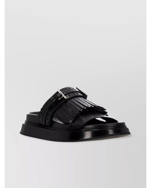 McQueen Black Leather Slippers