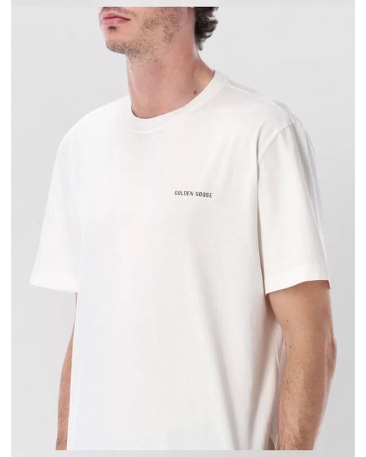 Golden Goose Deluxe Brand White Cotton Logo-Print Crew-Neck T-Shirt for men