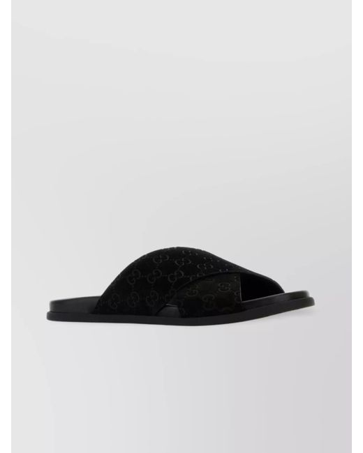 Gucci Black Logo Pattern Sandals for men