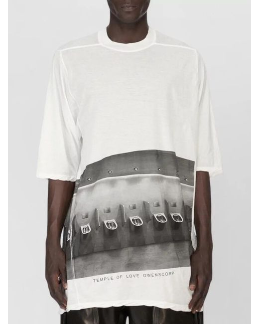 Rick Owens White Jumbo Crew Neck Graphic Oversized T Shirt for men