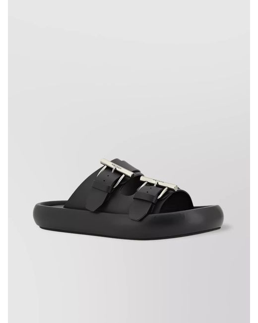 McQueen Black Leather Sandals for men
