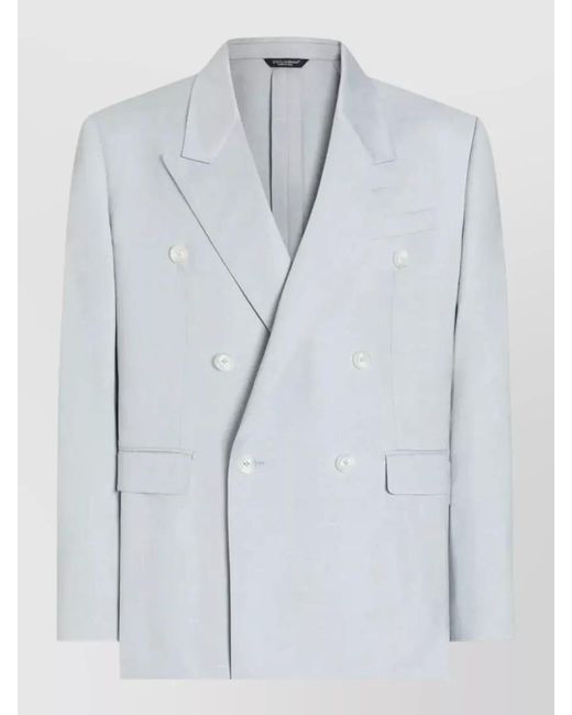 Dolce & Gabbana Gray Striped Shantung Double Breasted Sicily Jacket for men