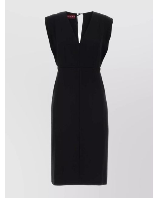 Gucci Black Crepe Knee-Length Dress