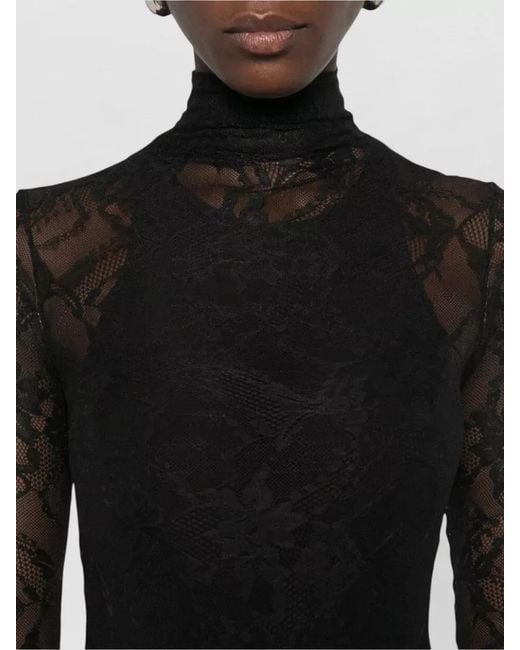 ANDAMANE Black High Neck Long Sleeve Bodysuit