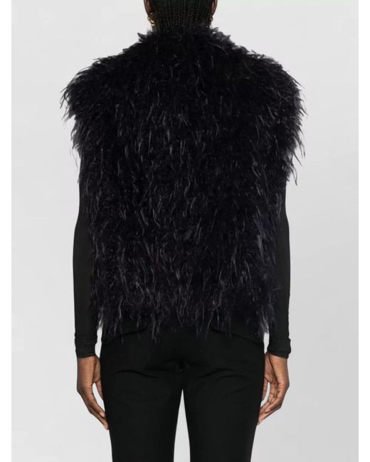 Forte_forte Black Feather-Effect Sleeveless Jacket
