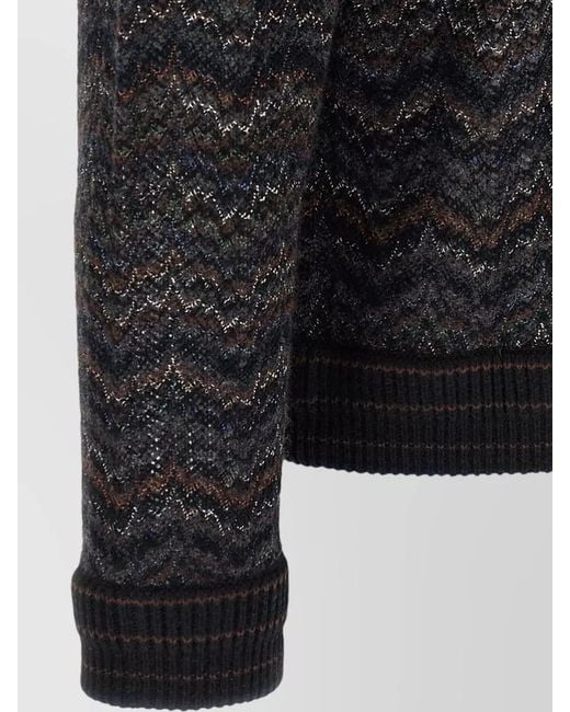 Missoni Black Chevron Knit Polo Shirt Collared Design for men