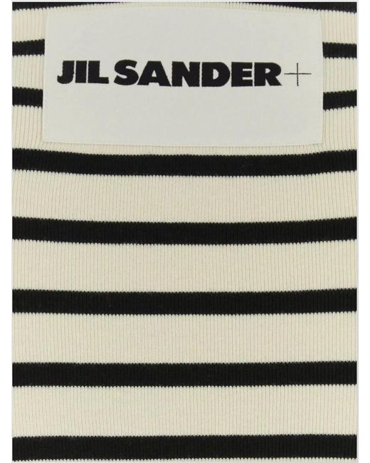 Jil Sander Gray Striped Cotton Ribbed Crew-Neck T-Shirt for men