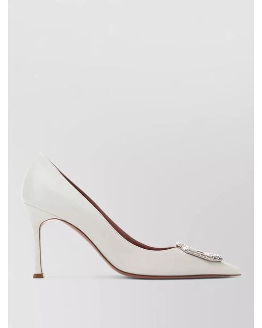 AMINA MUADDI White Leather Camelia Pumps