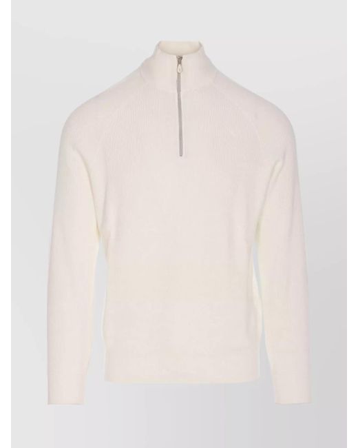 Brunello Cucinelli Natural Half Zip Sweater High Collar for men
