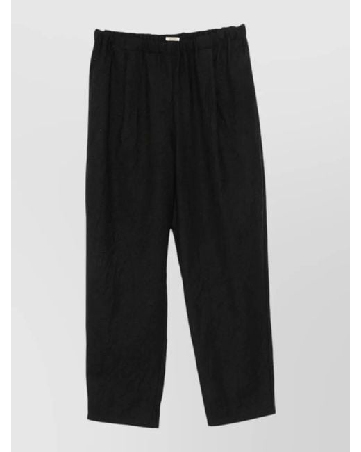 Apuntob Black Virgin Wool Crinkled Elasticated Waist Trousers