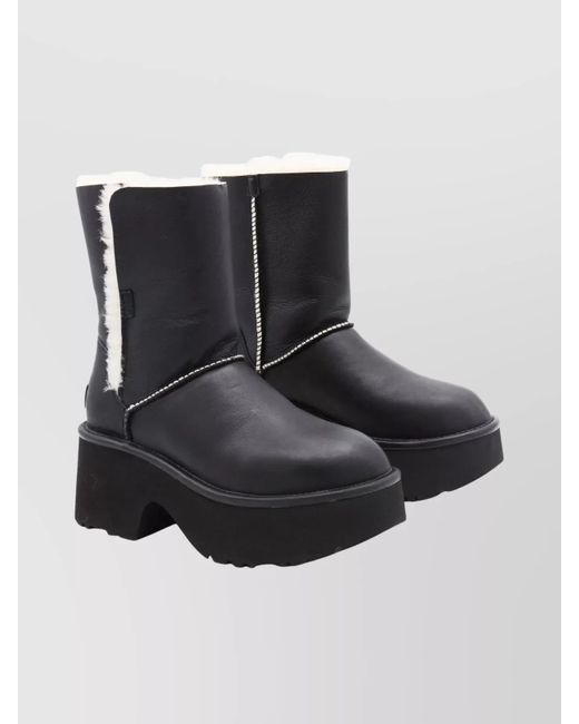 Ugg Black Stylish Platform Ankle Boots With Round Toe