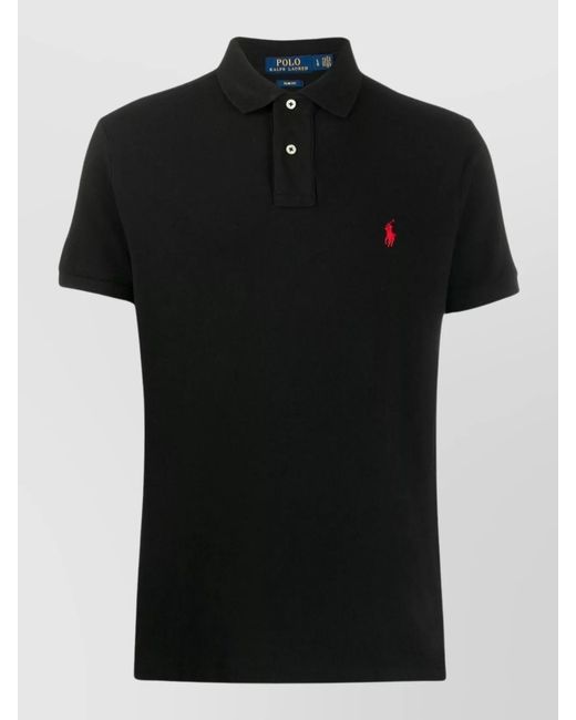 Polo Ralph Lauren Black Cotton Slim Fit Short Sleeve Polo Shirt for men