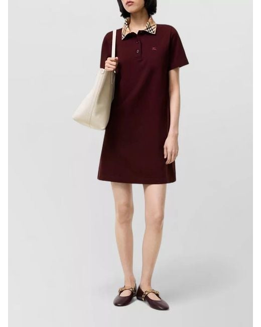 Burberry Red Cotton Slim-Fit Mini Polo Dress
