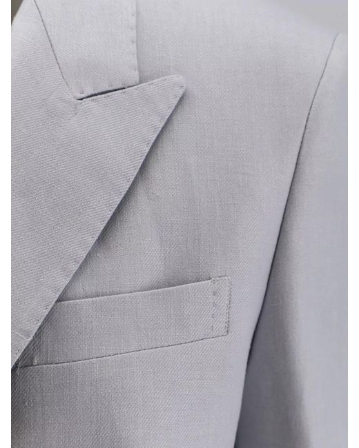 Tagliatore Gray Knee Length Double Breasted Tailored Jacket