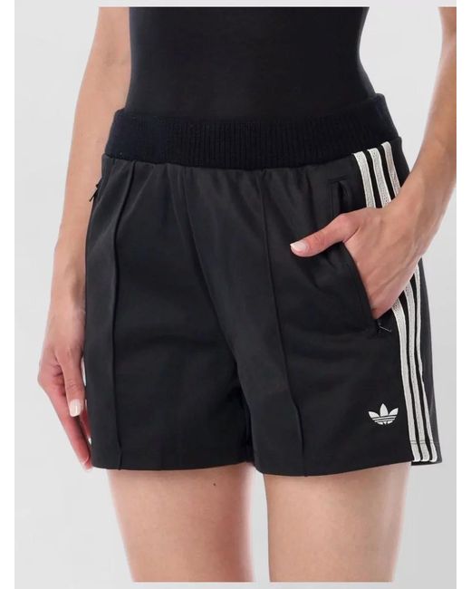 Adidas Originals Black Firebird Shorts With Crochet Detail