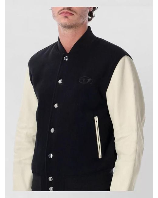 DIESEL Black College Bomber Jacket Casual Style for men