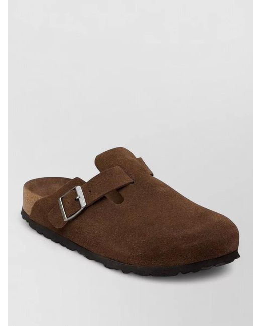 Birkenstock Brown Silk Blend Round Toe Rubber Sole Slippers