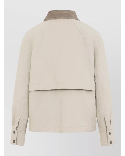 Brunello Cucinelli Natural Cotton Linen Single Breasted Coat
