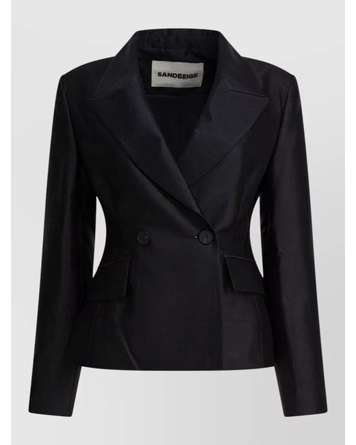Sandbeige Black Tailored Jackets Coats Button Detail Flap Pockets