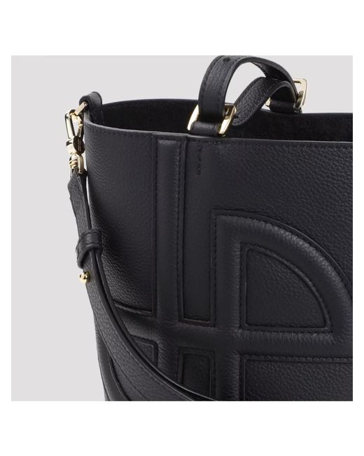 Patou Black Grained Leather Bucket Bag