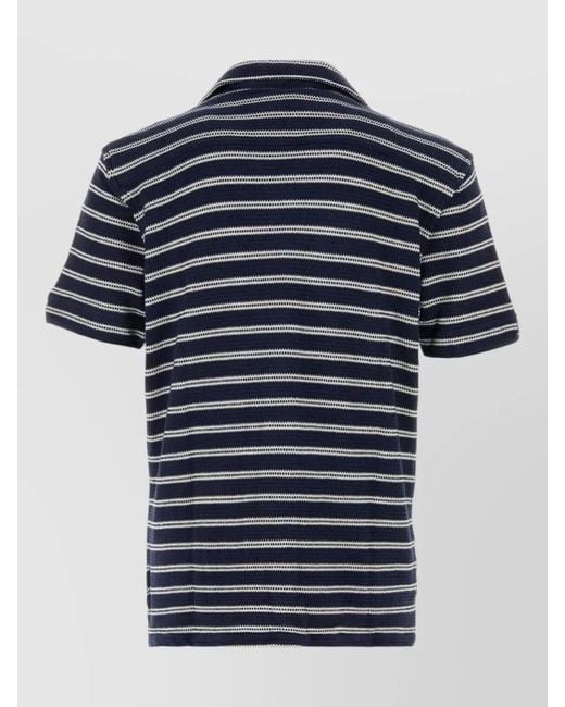 Polo Ralph Lauren Blue Cotton Blend Shirt Short Sleeves Stripes for men