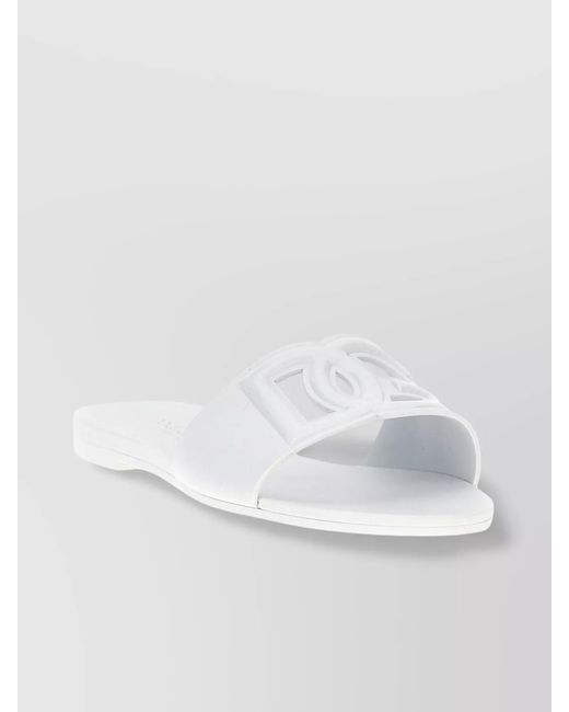 Dolce & Gabbana White "Sunshine" Open Toe Flat Sole Sandals