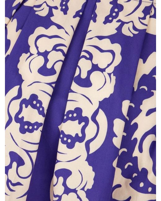 Etro Blue Printed Cotton Midi Dress
