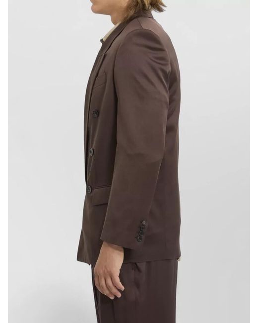 Saint Laurent Brown Silk Satin Double-Breasted Jacket for men