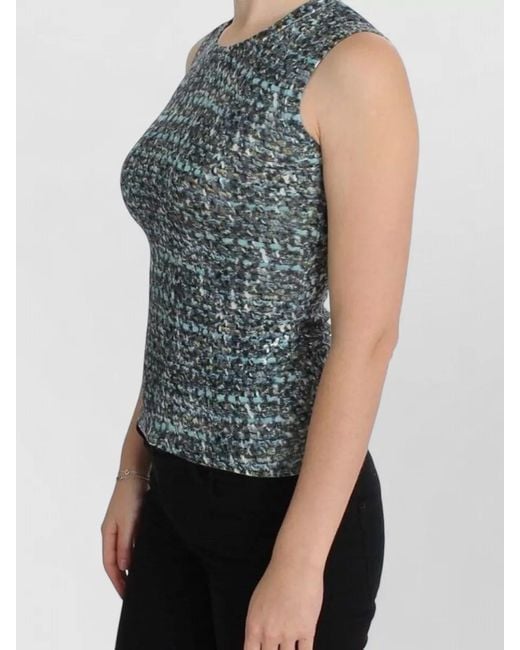 Dolce & Gabbana Blue Wool Sleeveless Pullover Round Neckline