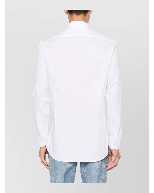 Etro White Roma Logo Shirt Regular Fit Long Sleeves for men