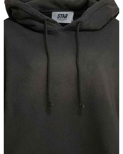 Golden Goose Deluxe Brand Black Cropped Oversized Cotton Hoodie