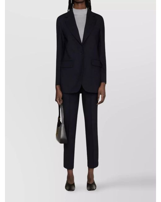 P.A.R.O.S.H. Blue Virgin Wool High-Rise Tailored Trousers