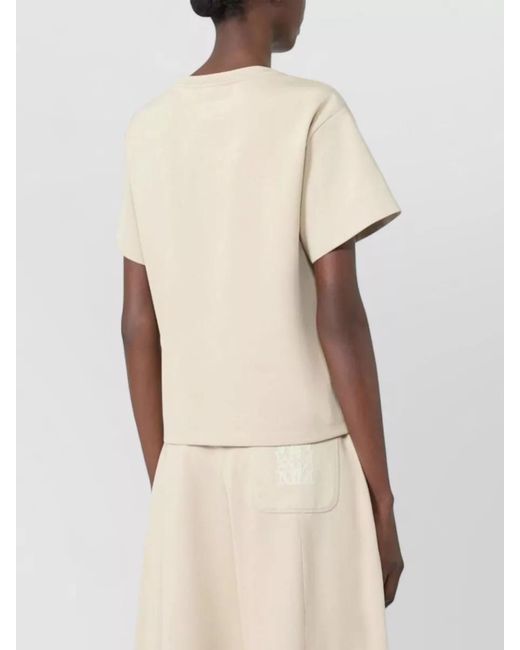 Max Mara Natural Crew Neck Short Sleeve Nylon Silk Top
