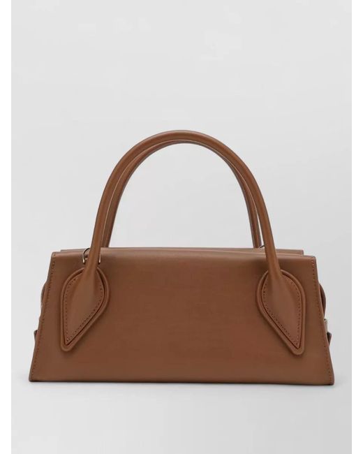 Christian Louboutin Brown Shoulder Bag Structured Shape Top Handles Strap