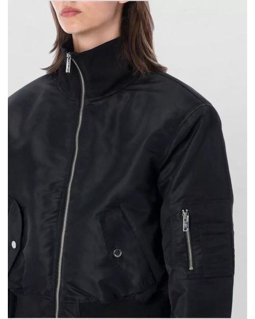 Frankie Shop Black Storm Cropped Bomber Jacket Stand Collar