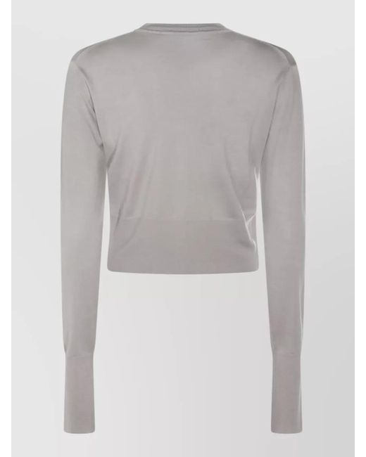 Vivienne Westwood Gray Silk Wool Cropped Crewneck Cardigan