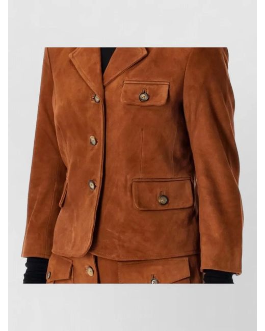 THE GARMENT Brown Suede Tailored Jacket Single Breasted Lapel