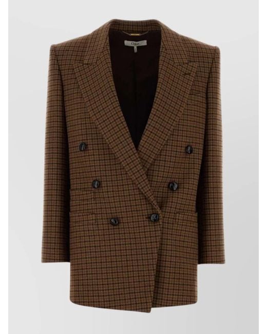 Chloé Brown Tailored Wool Blend Blazer Embroidery