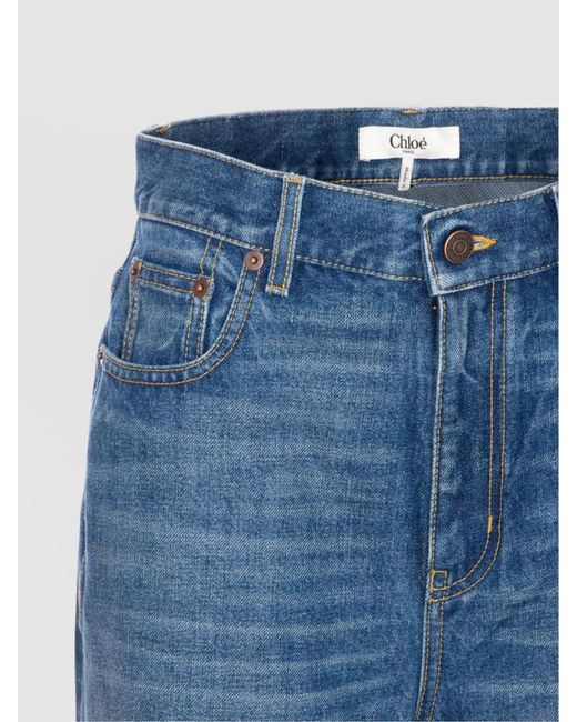 Chloé Blue Denim High-Rise Wide-Leg Jeans