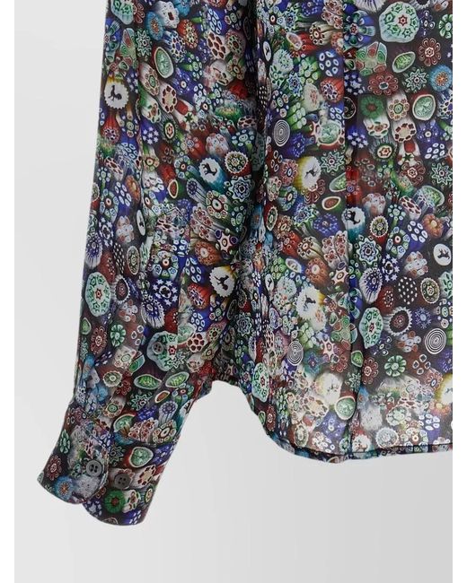 Dries Van Noten Gray Glass Kaleidoscope Shirt Beaded Floral Pattern