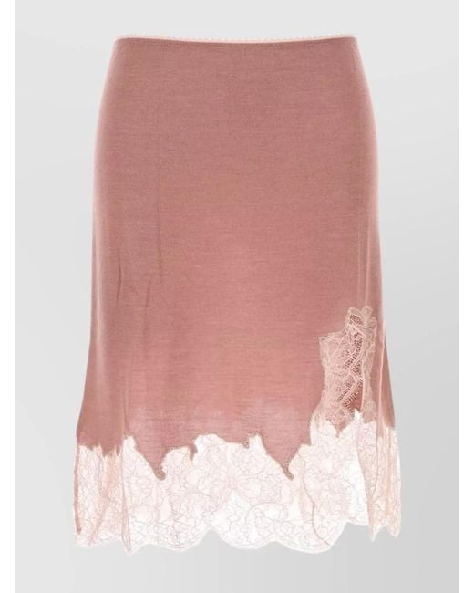 Fendi Pink Cashmere Silk Fitted Skirt
