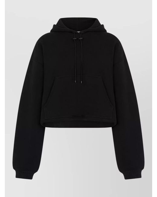 The Mannei Black Cropped Cotton Hoodie Long Sleeves