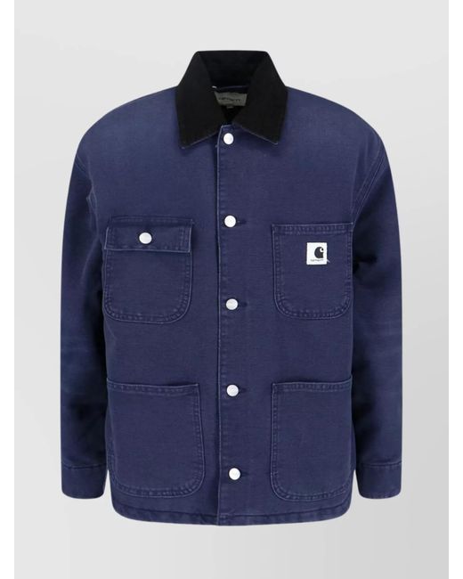 Carhartt Blue Relaxed Fit Jacket Contrast Collar