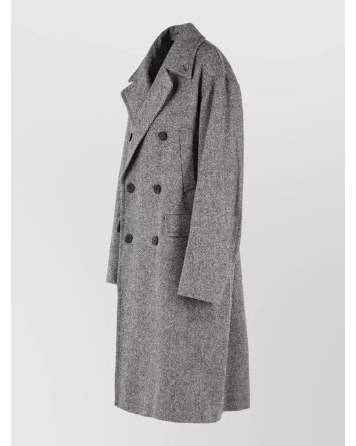 Dries Van Noten Gray Rascott Wool Coat Mid Length Lapel for men