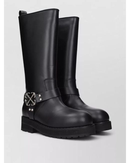 Off-White c/o Virgil Abloh Black Leather Flat Boots