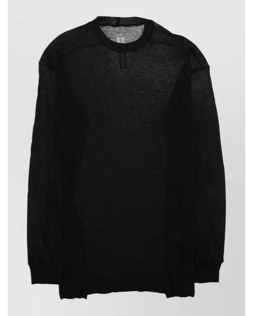 Rick Owens Black Crew Neck Long Sleeve Regular Knit Sweater for men