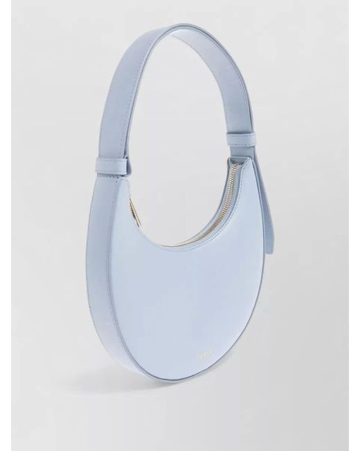 Furla Blue Shoulder Bag Curved Shape Top Handle