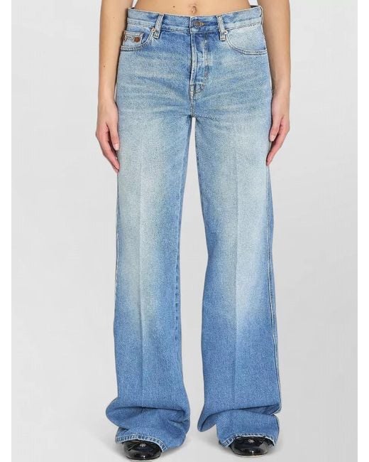 Gucci Blue Denim Mid-Rise Flared Trousers